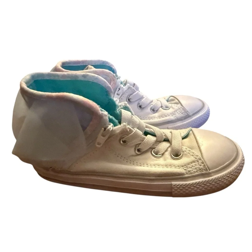 Converse Chuck Taylor All Star Shoes Size 10 High Top Ruffle Detail White Blue